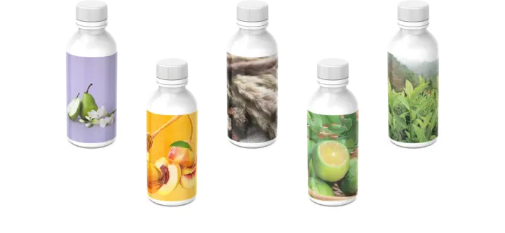 Aroma City scent oils in five bottles